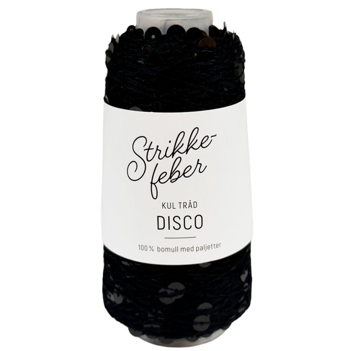 Disco garn med pailletter fra Strikkefeber, sort