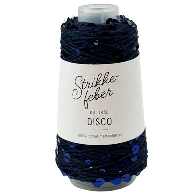 Disco garn med pailletter fra Strikkefeber Blå