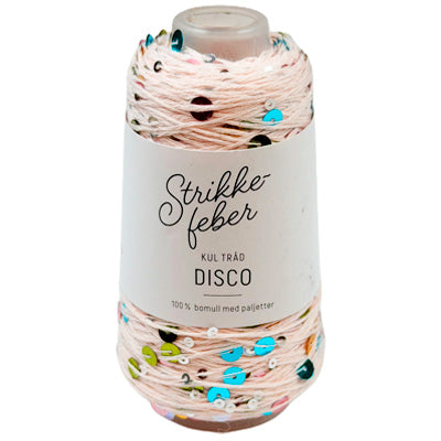 Disco garn med pailletter fra Strikkefeber Nude