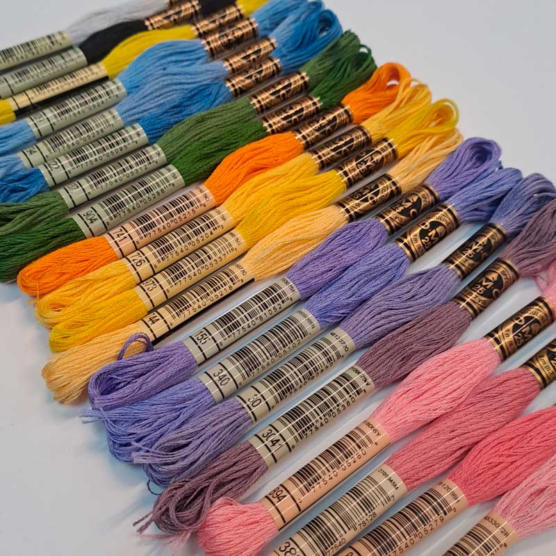 Broderigarn pakke med 21 farver