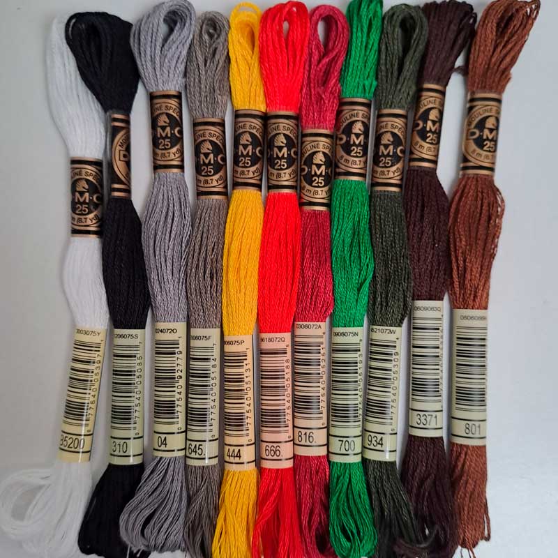 DMC Broderigarn pakke med 11 farver i klassiske julefarver