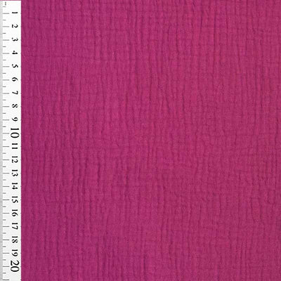 Ensfarvet double gauze, cerise - KreStoffer