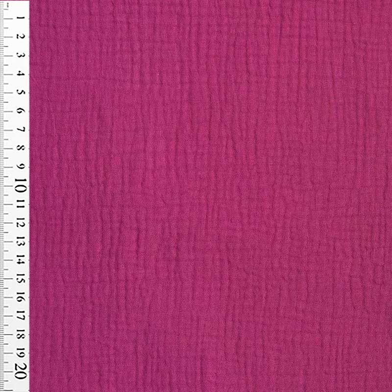 Ensfarvet double gauze, cerise - KreStoffer