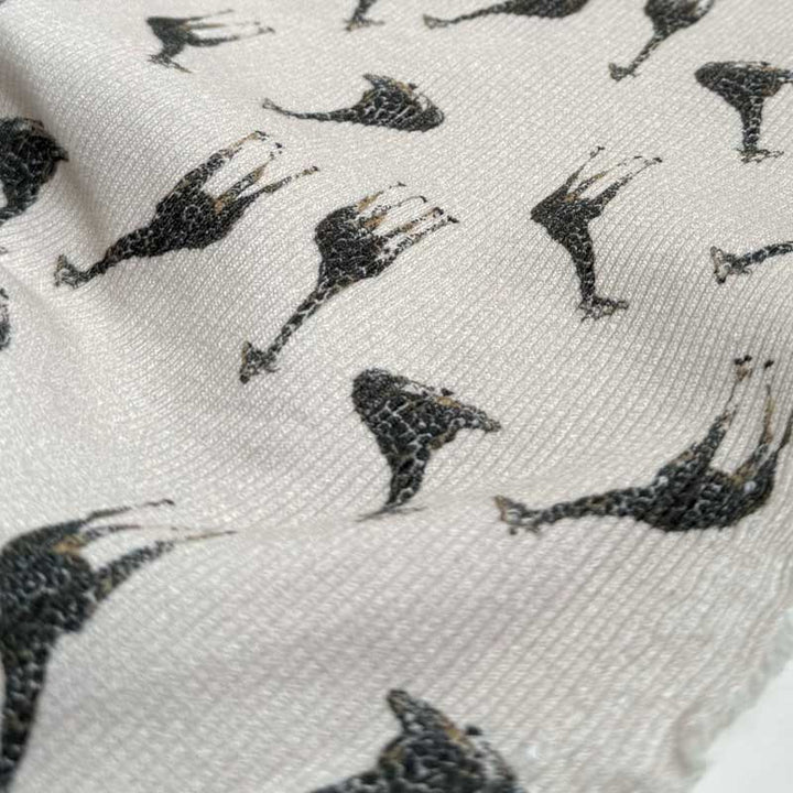 Drop needle digitalprint rib jersey med giraf
