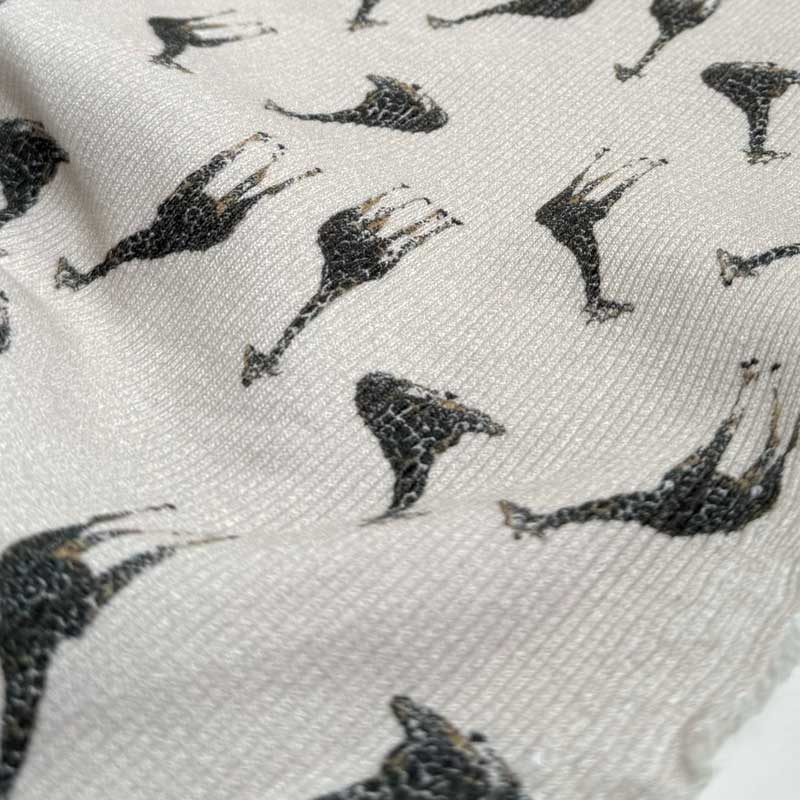 Drop needle digitalprint rib jersey med giraf - KreStoffer