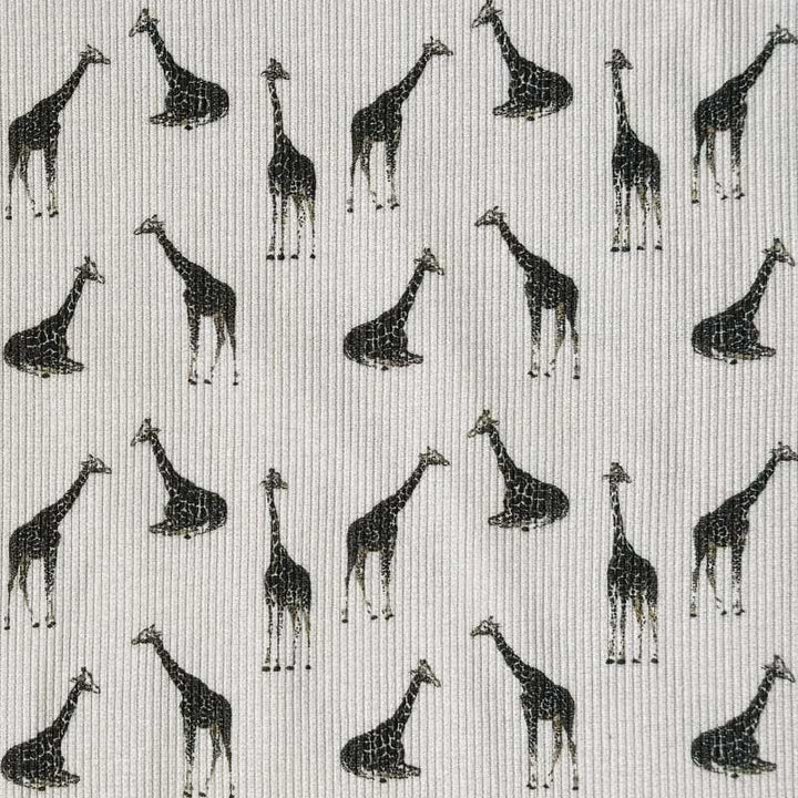 Drop needle digitalprint rib jersey med giraf