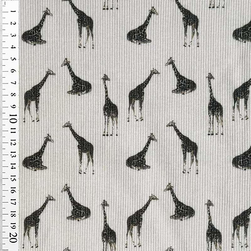 Drop needle digitalprint rib jersey med giraf
