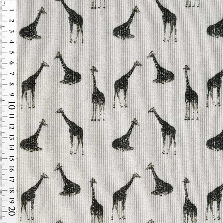 Drop needle digitalprint rib jersey med giraf