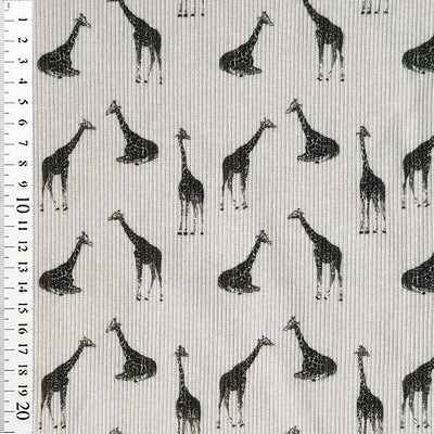 Drop needle digitalprint rib jersey med giraf - KreStoffer