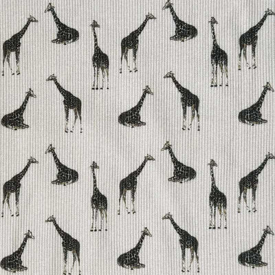 Drop needle digitalprint rib jersey med giraf - KreStoffer