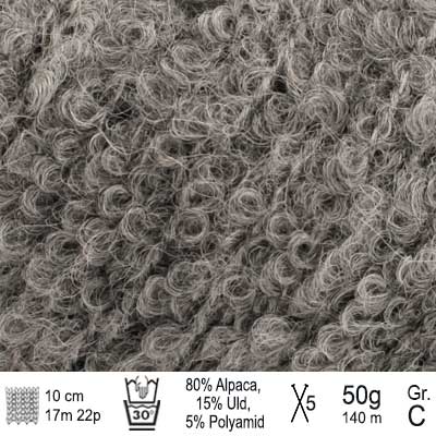 Drops Alpaca Bouclé garn Grå mix