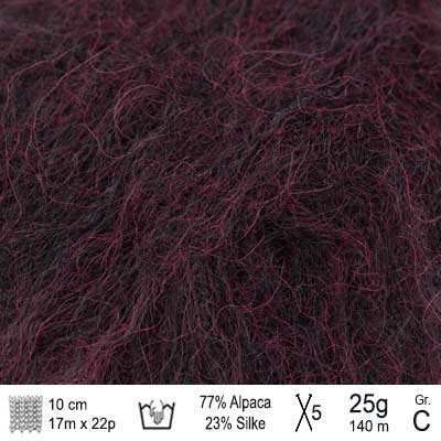 Drops Brushed Alpaca Silk garn Mørk drue mix