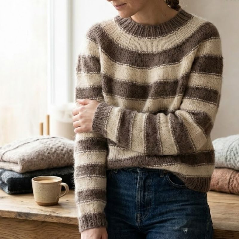 Strikkekit Easy Stripe Jumper fra NORDIC KNIT HOUSE i KOS garn