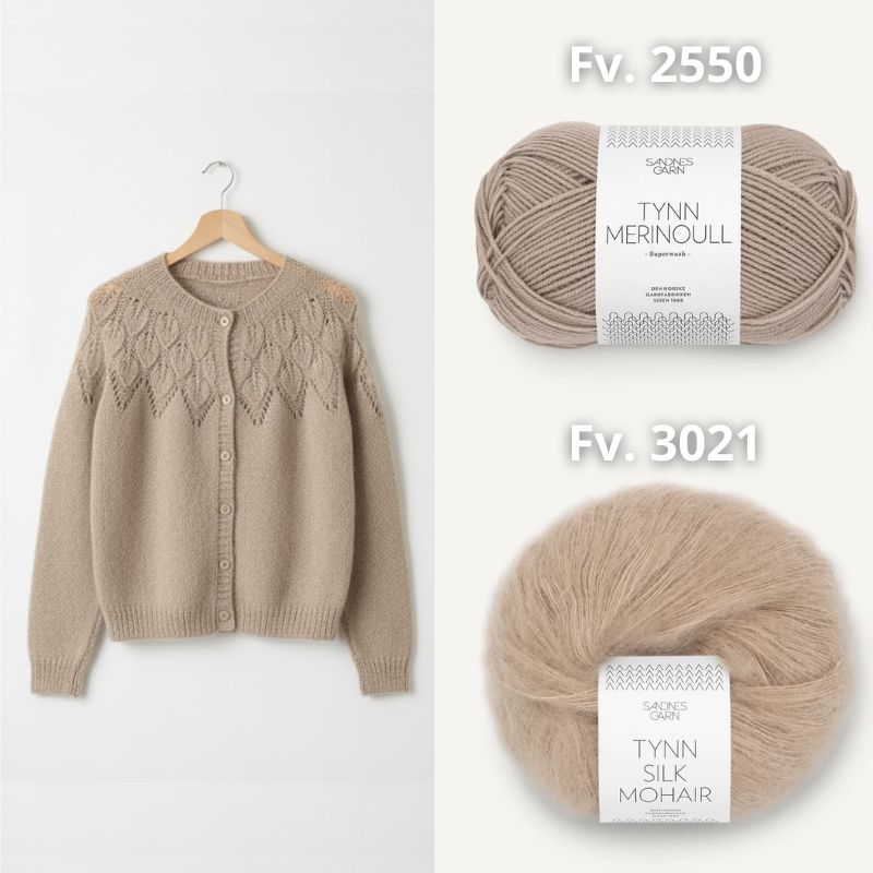 Strikkekit Ella Cardigan fra Le Knit i Tynd Merinould og Tynd Silk Mohair