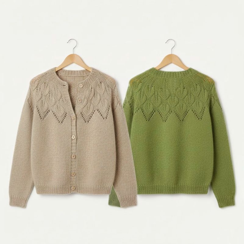 Strikkekit Ella Cardigan fra Le Knit i Tynd Merinould og Tynd Silk Mohair