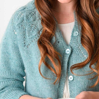 Strikkekit Ella Cardigan fra Le Knit i Tynd Merinould og Tynd Silk Mohair