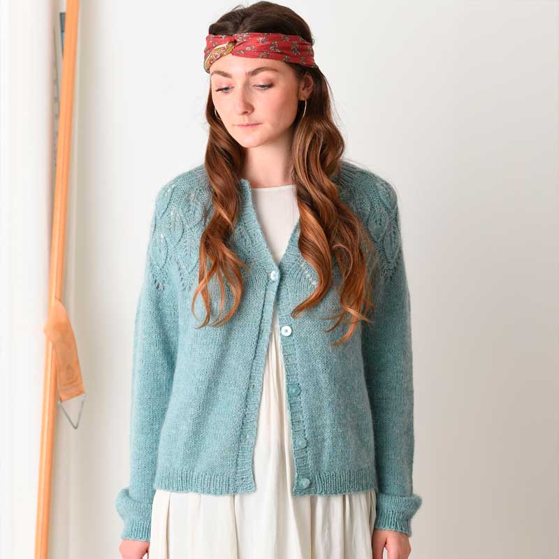 Strikkekit Ella Cardigan fra Le Knit i Tynd Merinould og Tynd Silk Mohair