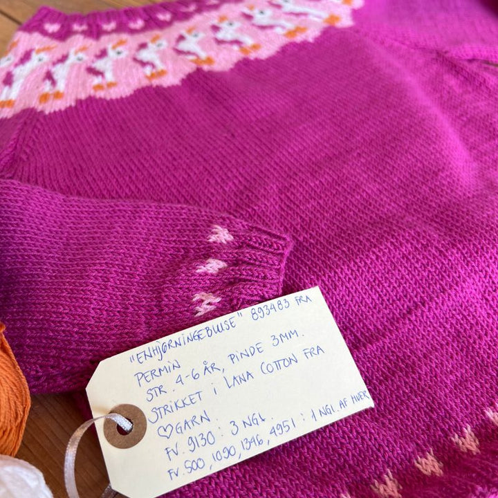 Strikkekit Bluse med enhjørning til børn i Lana Cotton 212