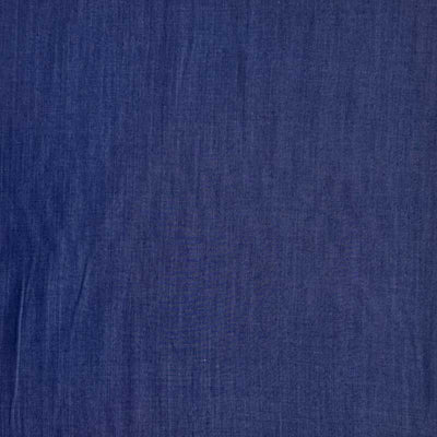 Ensfarvet bomuld chambray denim look i mørkeblå - KreStoffer