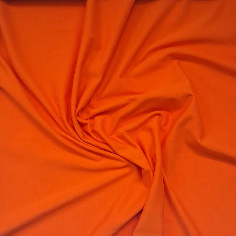 Ensfarvet bomuldsjersey, Orange - KreStoffer