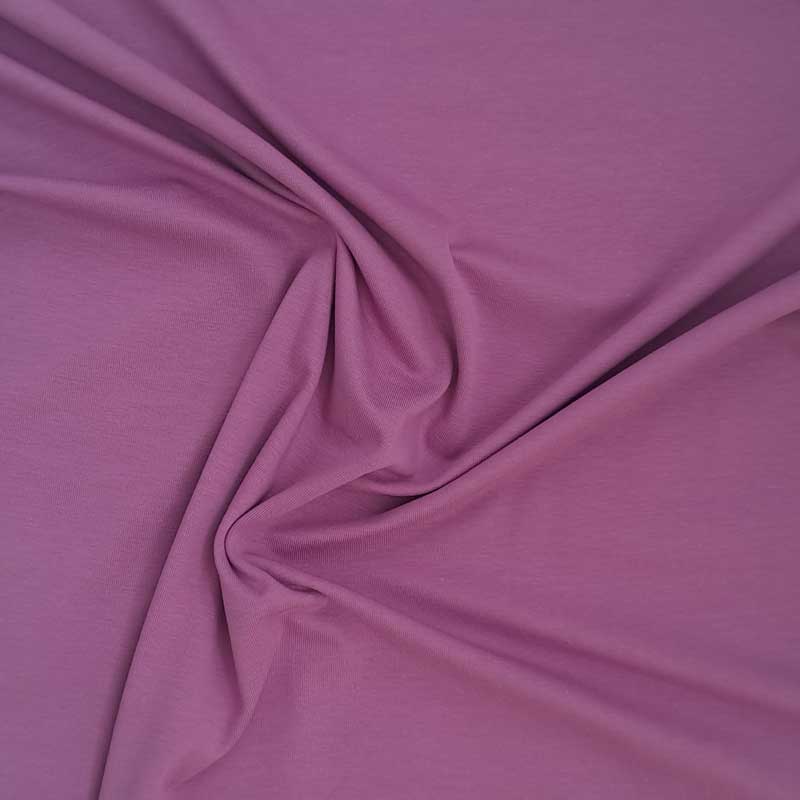 Ensfarvet bomuldsjersey, Violet - KreStoffer
