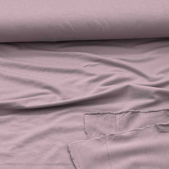 Ensfarvet French Terry i rosa