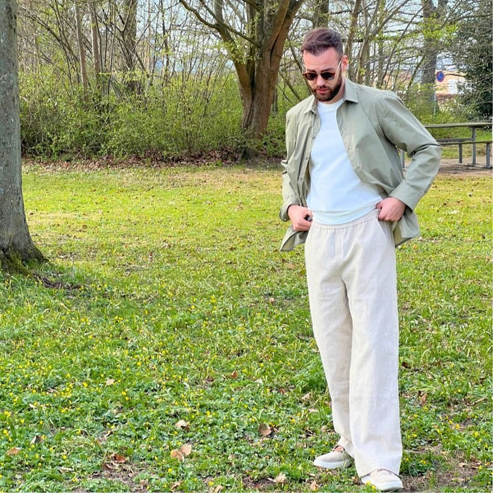 Ensfarvet hør i beige