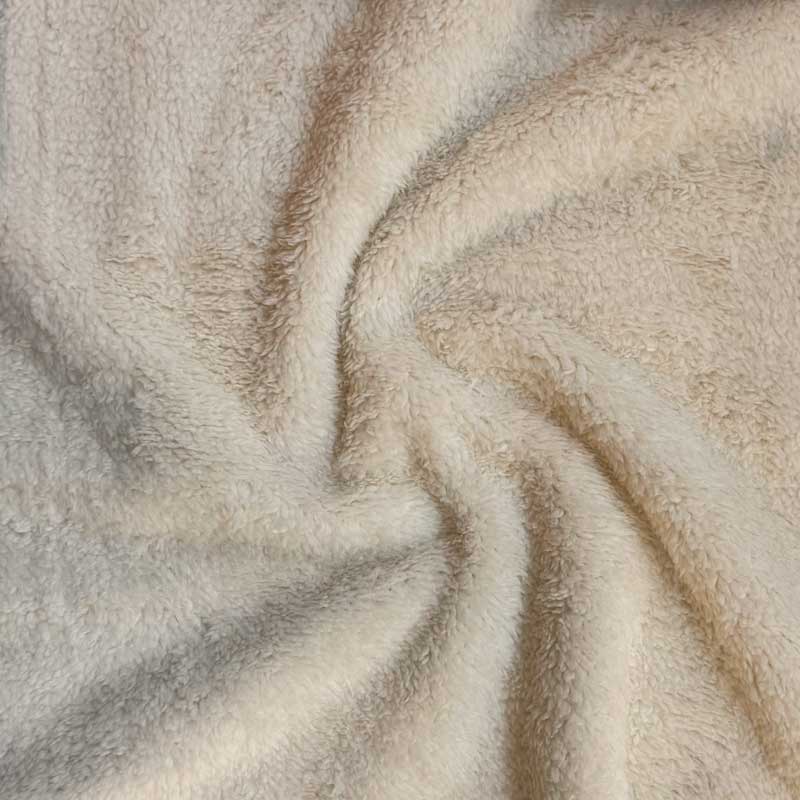 Ensfarvet plys med fleece bagside i off white - KreStoffer