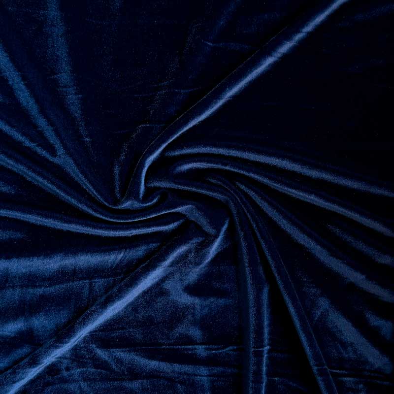 Ensfarvet stræk velour, blå - KreStoffer