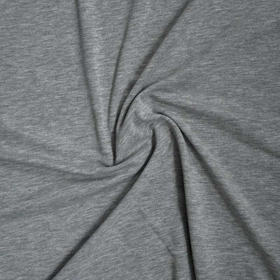 Ensfarvet viscose jersey, gråmeleret - KreStoffer