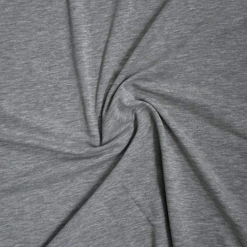 Ensfarvet viscose jersey, gråmeleret - KreStoffer