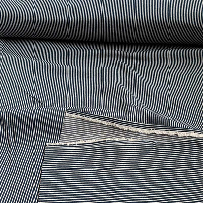 Fast bomuld med mælkedrengestrib mørkeblå - KreStoffer