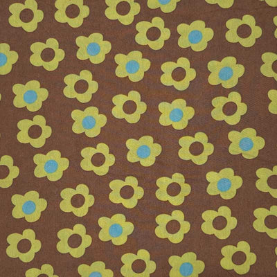 Fast bomuld med retro blomster - KreStoffer
