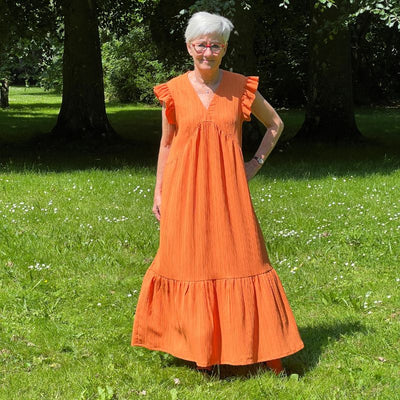 Fast crepet viscose med lidt stræk, orange - KreStoffer