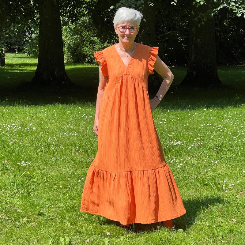 Fast crepet viscose med lidt stræk, orange - KreStoffer
