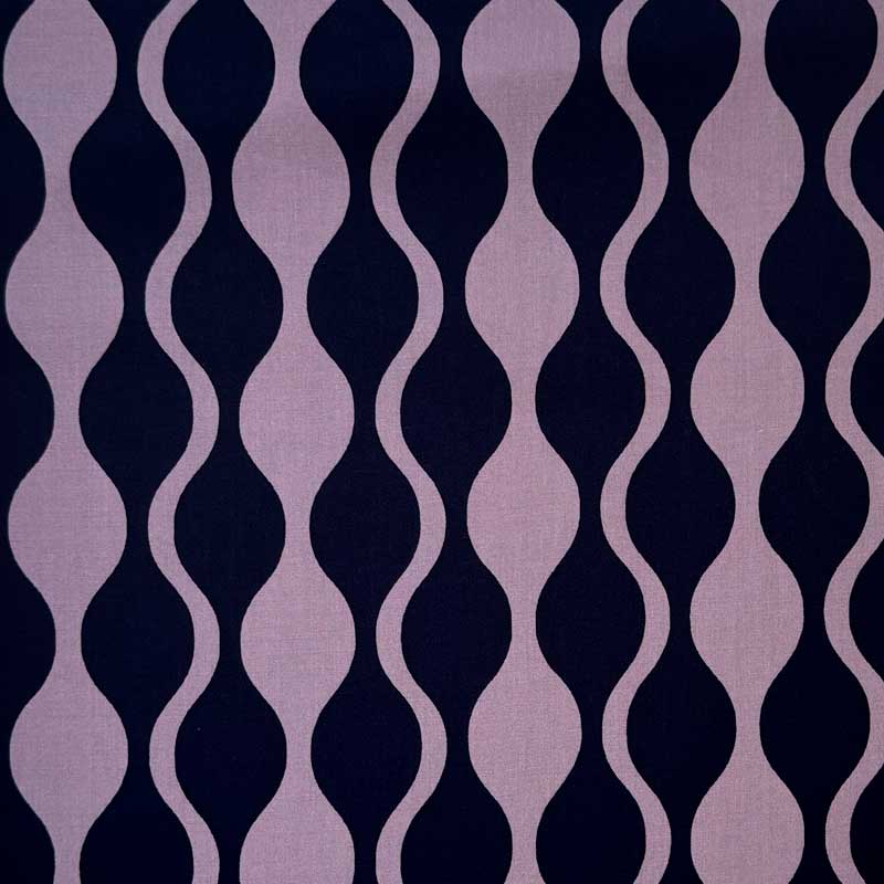 Fast ecovero (viscose) med snoninger, Marine/lavendel - KreStoffer