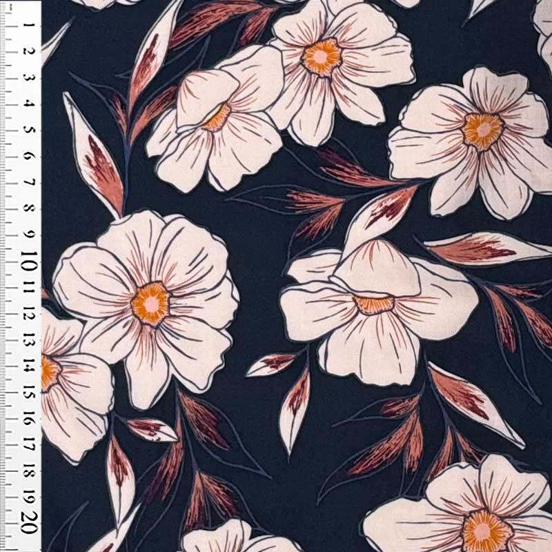 Fast Rayon med tonede blomstrer i skumring - KreStoffer