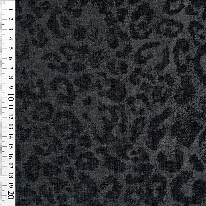 Fast stof med leopard, grå - KreStoffer