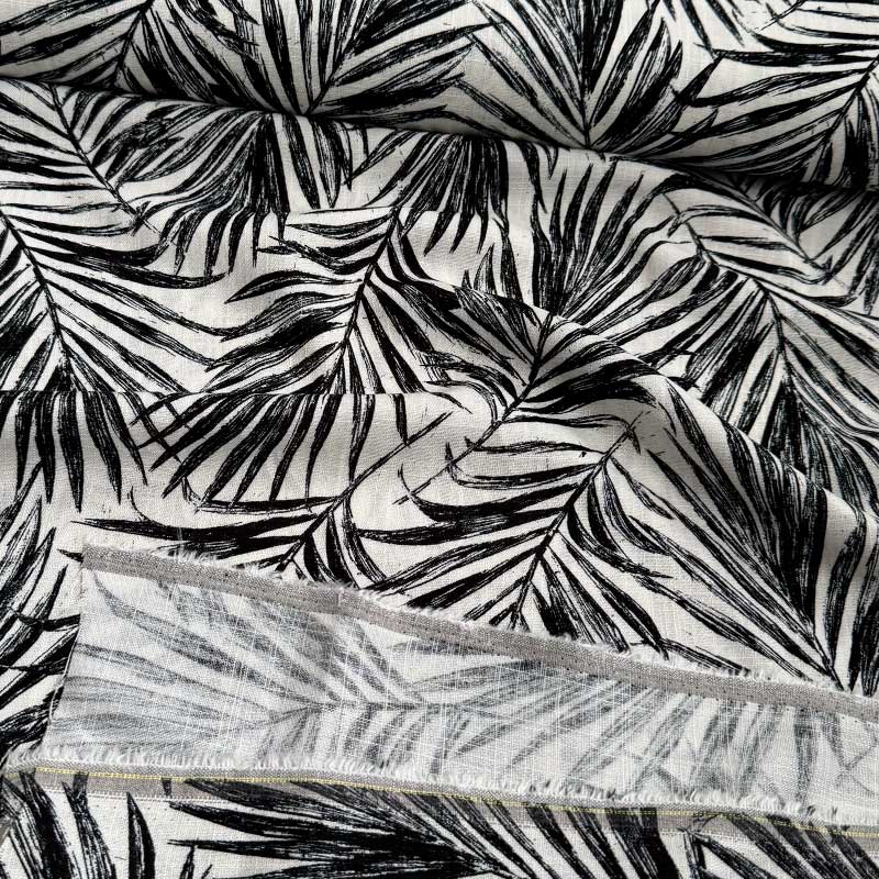 Fast viscose / hør med sorte blade - KreStoffer