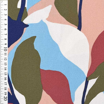 Fast viscose med maleri blomster, blå - KreStoffer