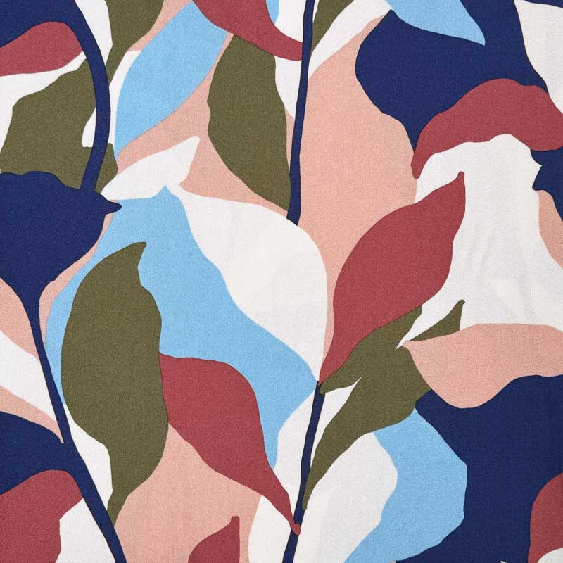 Fast viscose med maleri blomster, blå - KreStoffer