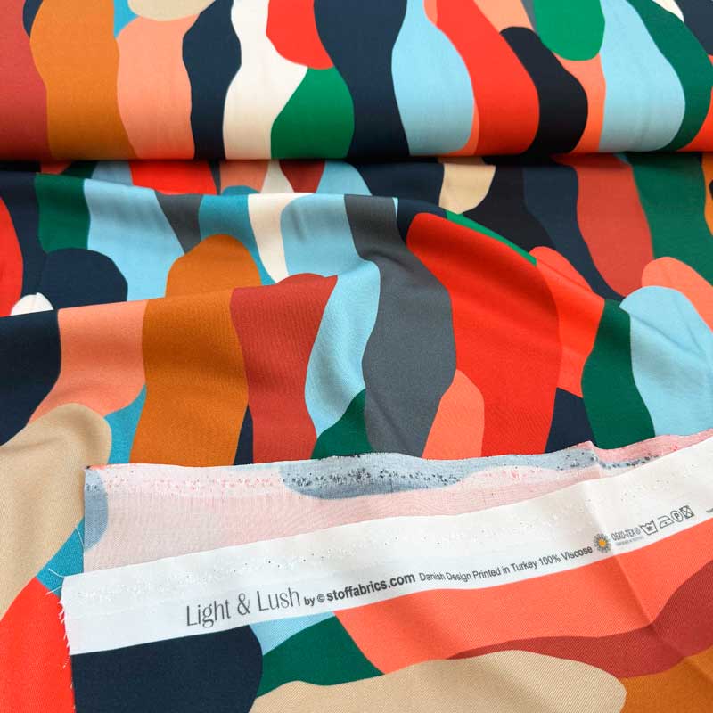 Fast viscose med organisk print - KreStoffer