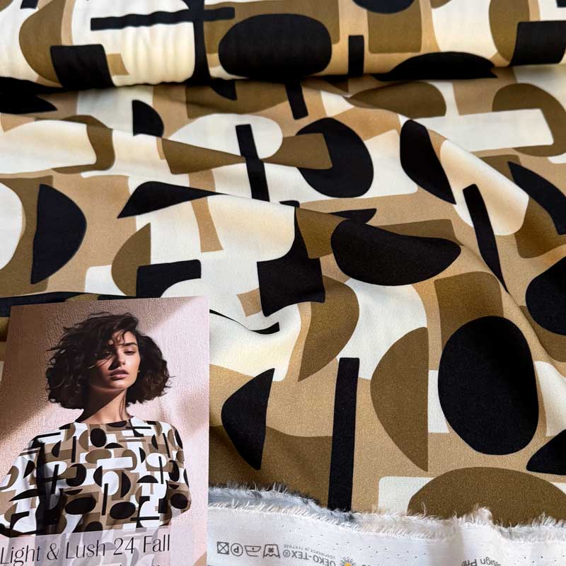 Fast viscose med retro print - KreStoffer
