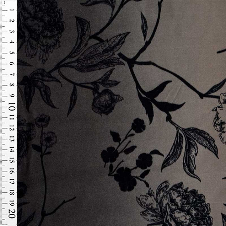 Fast viscose satin med blomster grene