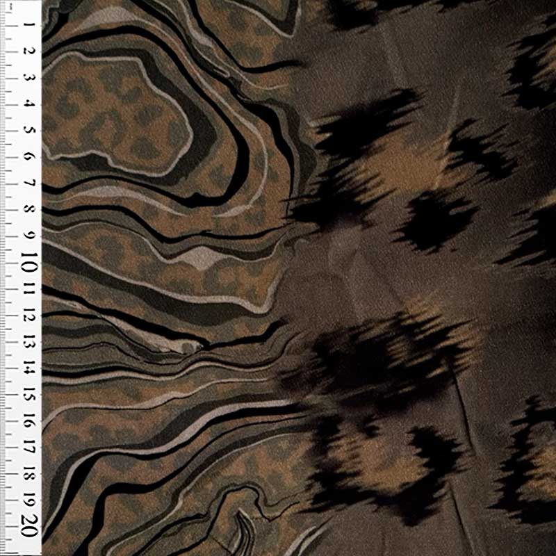 Fast viscose satin med organisk mønster - KreStoffer