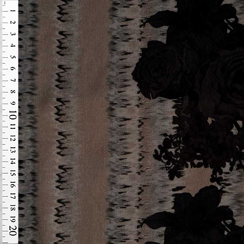 Fast viscose satin med roser i kanten - KreStoffer