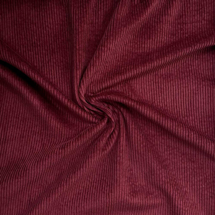 Bredriflet fløjl med stræk burgundy