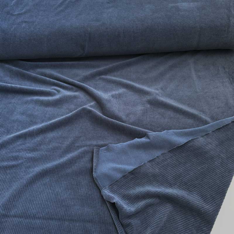 Fløjlsjersey, jeansblå - KreStoffer