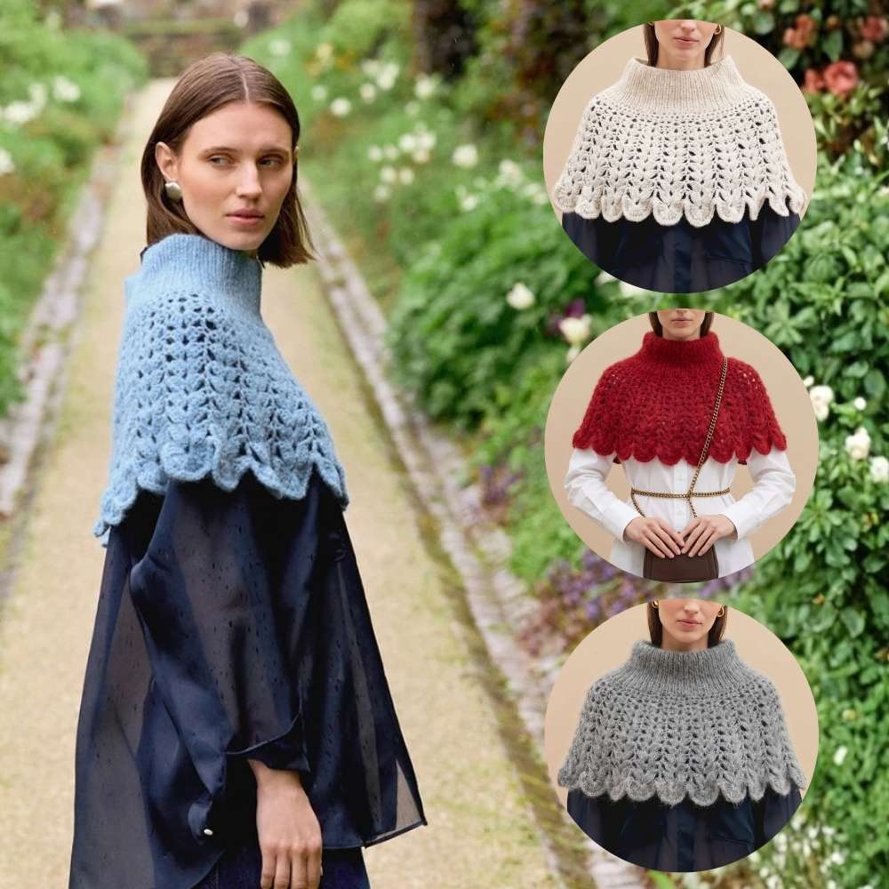 Flowerfield Poncho i KOS garn fra Sandnes Garn