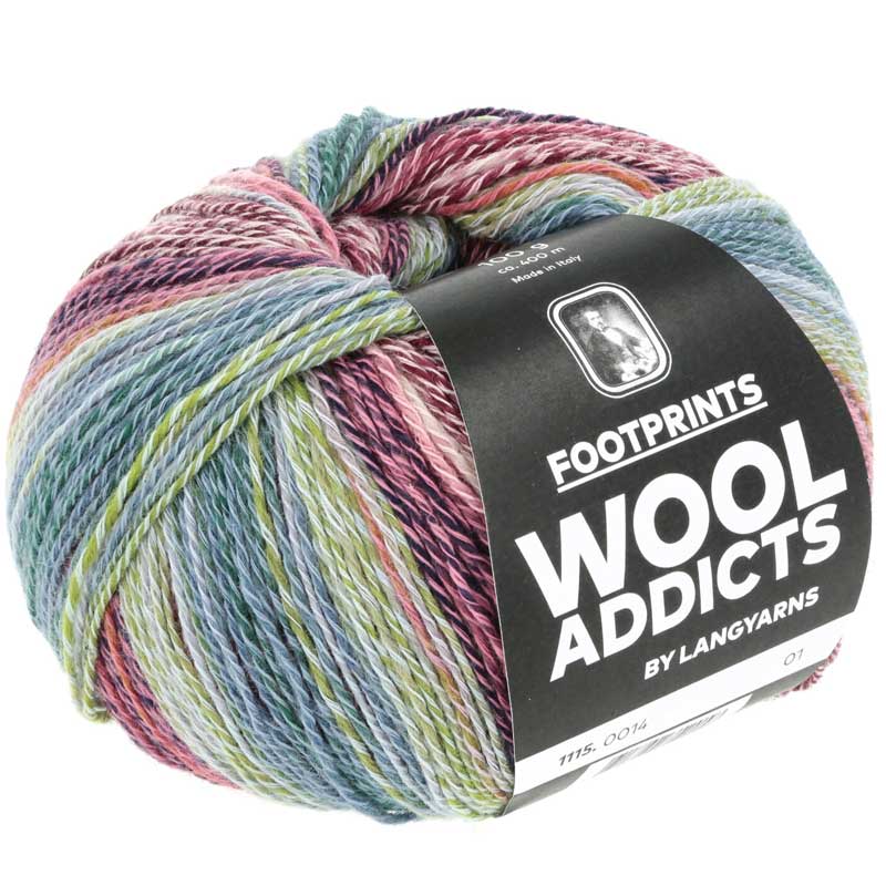Footprints garn fra Lang Yarns Rosa blå grøn mix